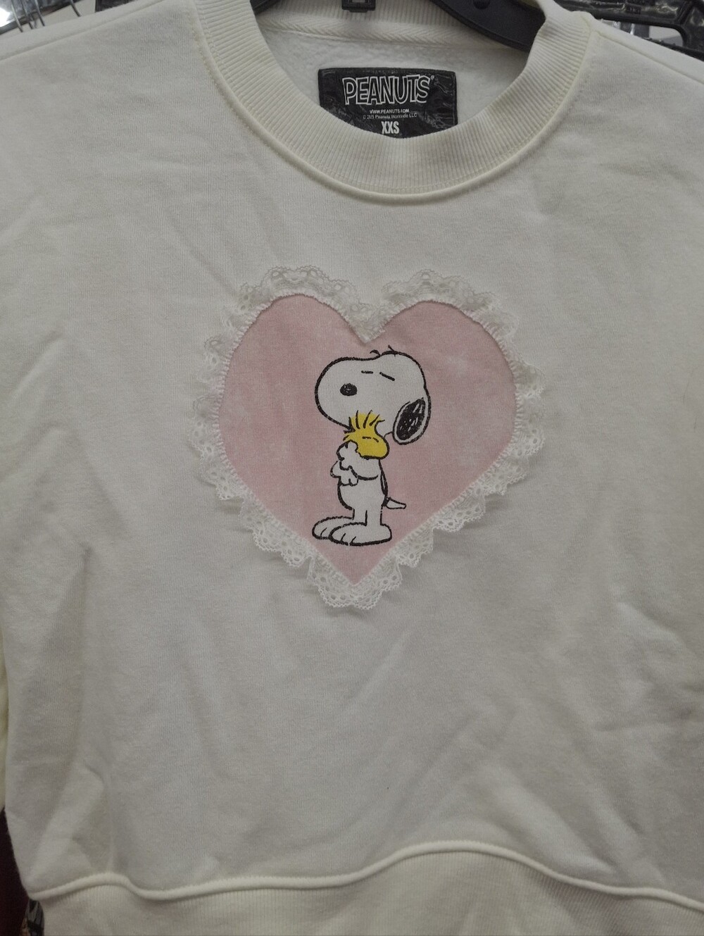 Peanuts Snoopy and Woodstock cotton & polyester sweatshirt with pink heart Xxs